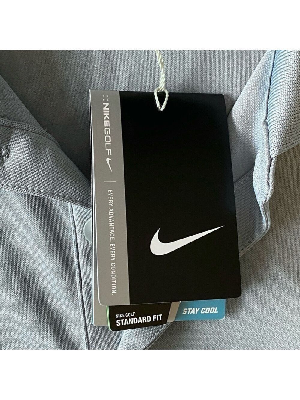 NWT Nike Golf Tour Performance Dri-Fit Polo Gray Standard Fit Size L Logo - Picture 6 of 11